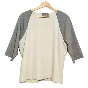 AUGUST 1 EIGHT Pull Over Box Cut Top Gray Raglan Sleeves Size Large